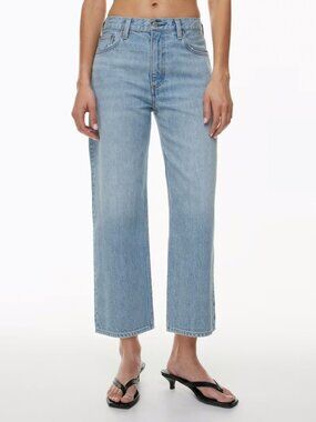 Denim Forum Womens The 90s Iggy Low Rise Cropped Straight Jeans Blue Size 27